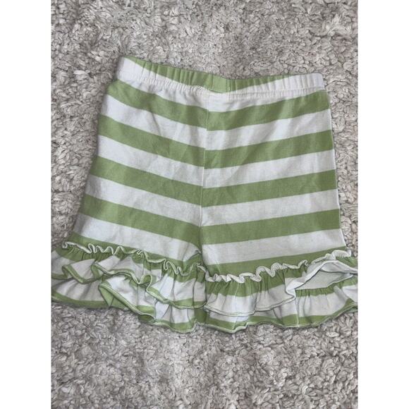 Adorable Essentials Girls Sz. 2T Green Striped Ruffle Knit Shorts. Cute - Picture 5 of 6